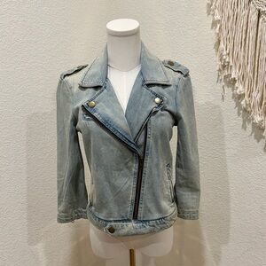 GAP Light Blue Jean Jacket with Asymmetrical Zipper